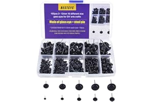 BESTCYC 1Box(100pcs) 3-12mm 10 Different Size Mini Black Glass Eyes Needle Felting Bears Dolls Toy Teddy Puppets Decoys Sewing Arts Crafts Eyes Kits