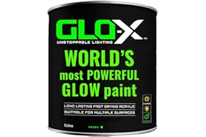 GLO-X Glow In The Dark Paint (1Litre Can) - Clear Paint That Glows Green In The Dark- Powered Light & Sun Activated Glow In The Dark Paint for Metal & Plastic - Glow Acrylic Paint for Outdoors - Fishing Lure Paint