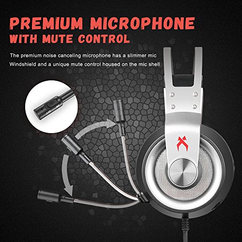Xbox one Gaming Headset,Xiberia K1 3.5mm Surround Sound Gaming Stereo Headphones,Noise Cancelling Mic,Lightweight Over Ear Soft Memory Earmuff for Xbox 1 S/PS4/PC Laptop/Mac