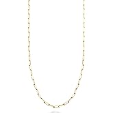 Miabella Italian Solid 925 Sterling Silver, 18Kt Gold Plated 2mm Paperclip Link Chain Necklace for Women, Made in Italy