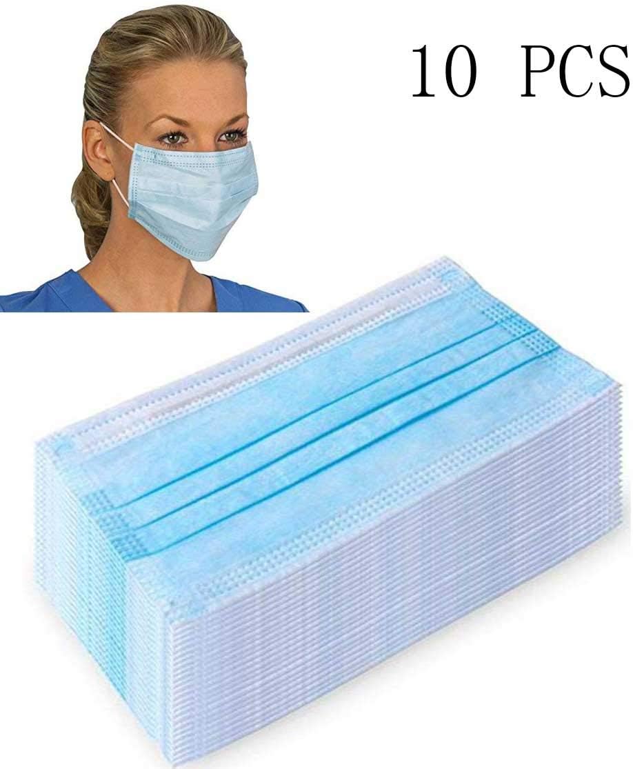 Hancylily Disposable Face Masks 10 Pack Breathable Dust Filter Masks Mouth Cover Masks with Elastic Ear Loop