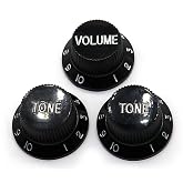 harpfeas Speed Control Knobs 1 Volume 2 Tone Guitar Knob Set Fit ST Style Electric Guitar Parts (Black)