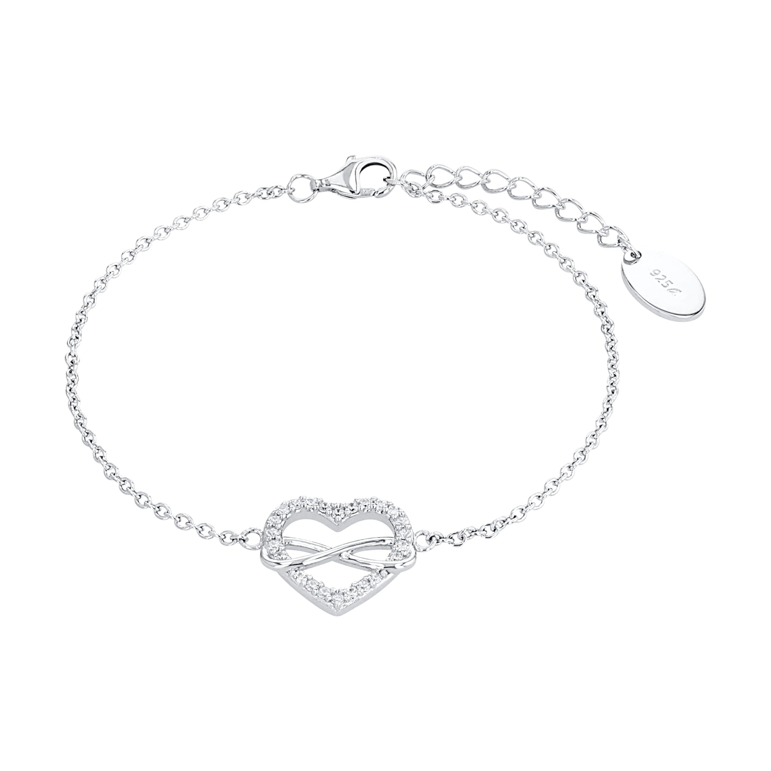 s.Oliver Bracelet Women Arm jewelry, with Zirconia synth., 17+3 cm, Silver, Infinity, Comes in jewelry gift box, 2020972
