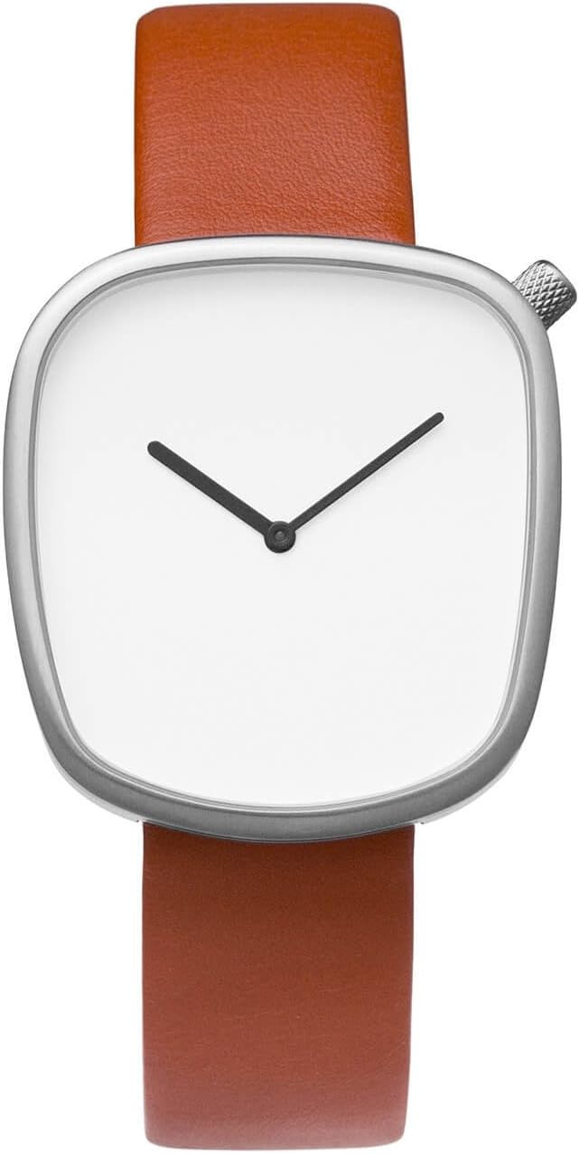 Bulbul Pebble Watch, Analog Swiss Quartz, Italian Leather or German Steel Mesh Strap, Assymetric 40mm Case