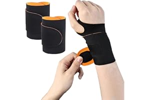 Oslynia 2 Pcs Wrist Brace, Ultra-Thin Adjustable Wrist Support for Carpal Tunnel Relief, Elastic Black Hand Brace, Compressio