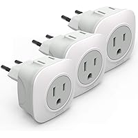 [3-Pack] European Travel Plug Adapter, VINTAR International Power Adaptor with 2 American Outlets- 2 in 1 European Plug…