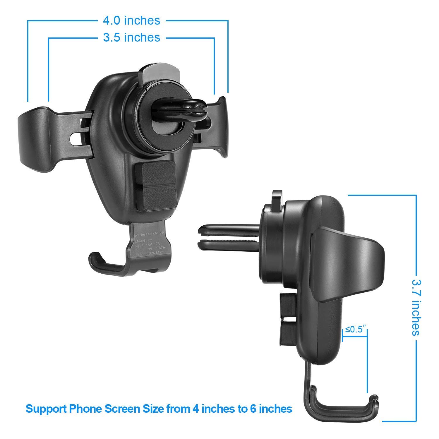 Wireless Car Charger Mount, iREIZTEC Car Holder W/ Wireless Charger Gravity Air Vent Phone Mount 10W Fast Charger for Samsung Galaxy S9 S9 S9+ S8 S8+ S7/S7 Edge Note 8 & Standard Charge iPhone X 8/8 Plus