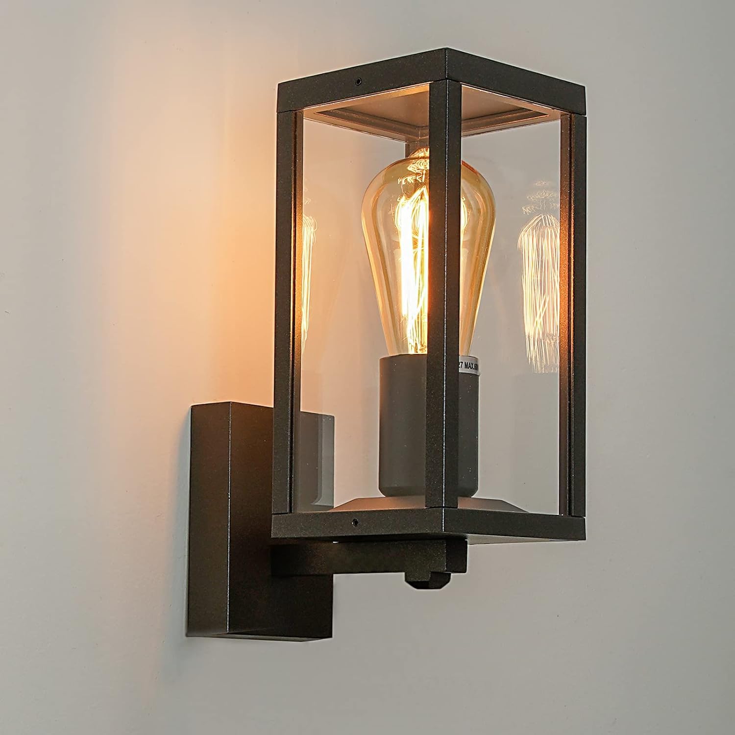 HLFVLITE Outside Wall Light, Max 60W E27 Aluminum Outdoor Wall Lantern, IP44 Waterproof Exterior Wall Lamp for Porch Garage Patio Yard, Anthracite Grey