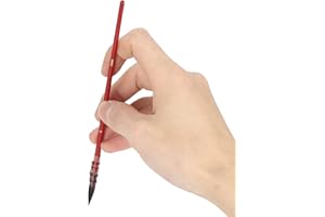 Pinceau rond pour aquarelle - Pointe en poils d'écureuil - Manche rouge - Cravate à la main - Cercle en fer - Fournitures pou