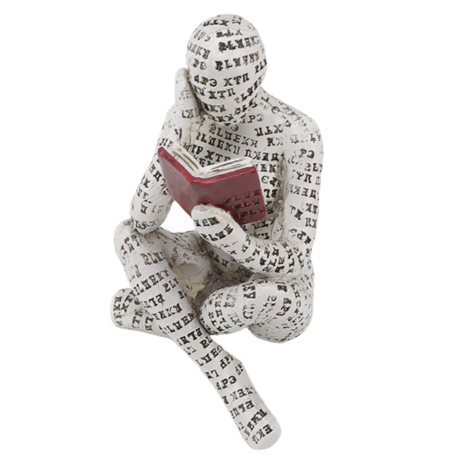 Fdit Reading Woman Figurine Resin Reading Women Thinker Statue Modern Abstract Art Sculpture for Decoration (A)