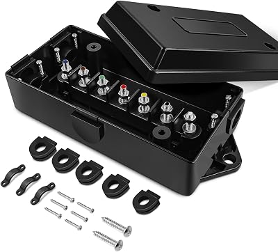 Uadme 7 Way Trailer Junction Box Waterproof ABS Color Coded Studs Automotive