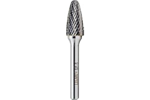 SF-5 Tungsten Carbide Burr Tree Shape Radius End Double Cut Rotary Burr File (1/2” Cutter Dia X 1”Cutter Length) with 1/4'' Shank, by LU&MN