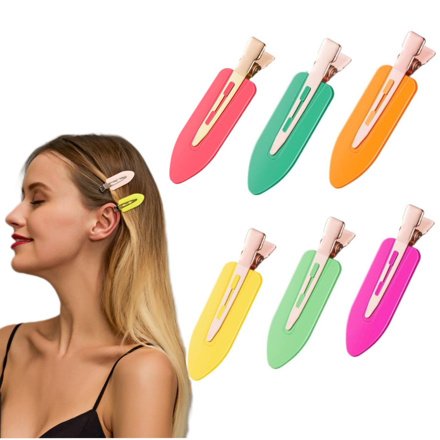 6pcs No Crease Hair Clips,Versatile Acrylic Matte Bangs BB Clips Makeup Hair Clips for Women Girls