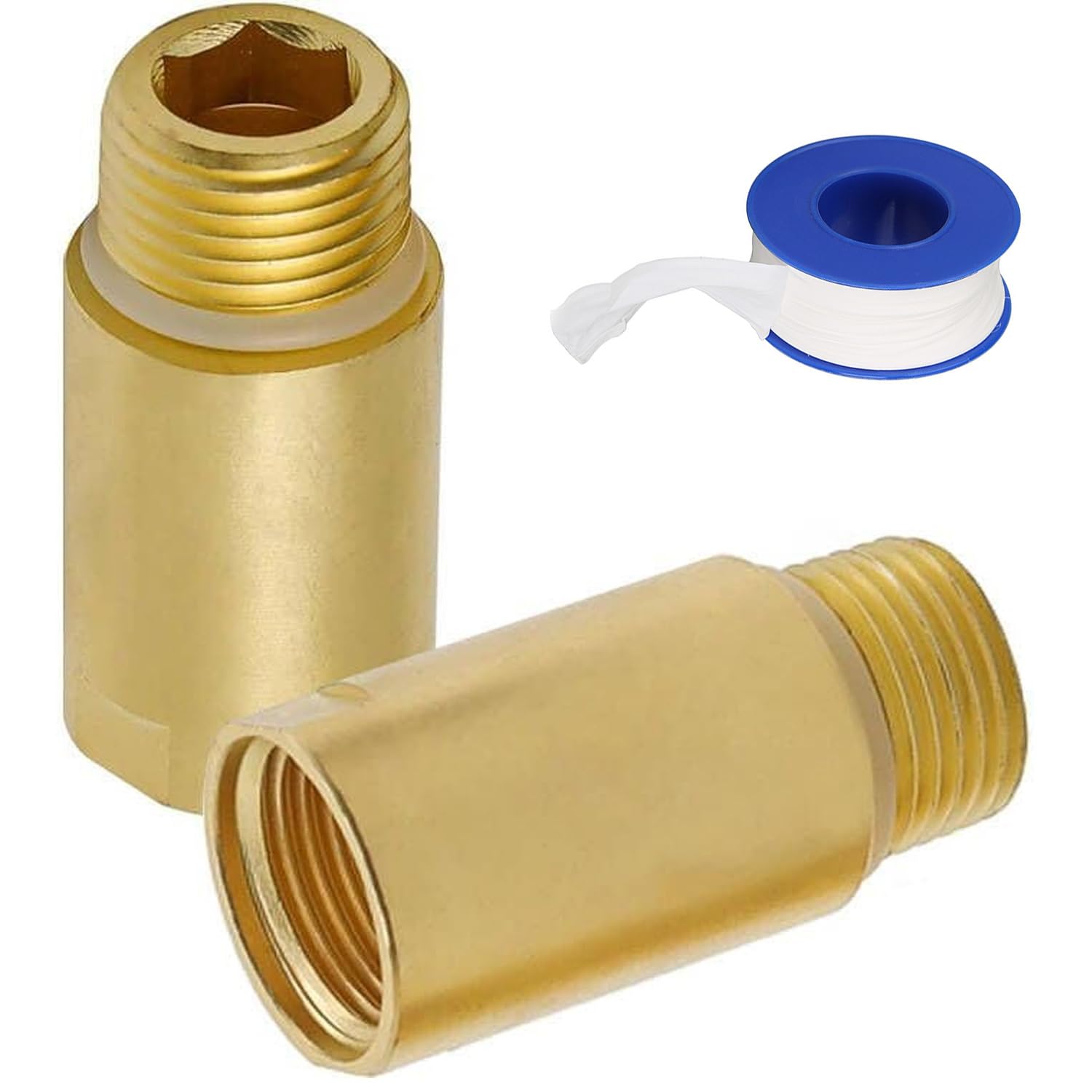 Photo 1 of (2 pcs) Upgrade Brass Pipe Plumbing Adapter with Rubber O-ring, 1/2" NPT Male x 1/2" NPT Female Pipe Fitting Coupler, Seamless and Leakproof (2" Length)