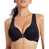 Amafuur Padded Push Up Bras for Women Add 2 Cup Racerback Front Closure Plunge Bra Underwire Support
