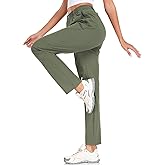 Women's Golf Pants Wrinkle Free UPF 50 Casual Pants Quick Dry Lightweight Travel Pants for Women on Plane with Zipper Pockets