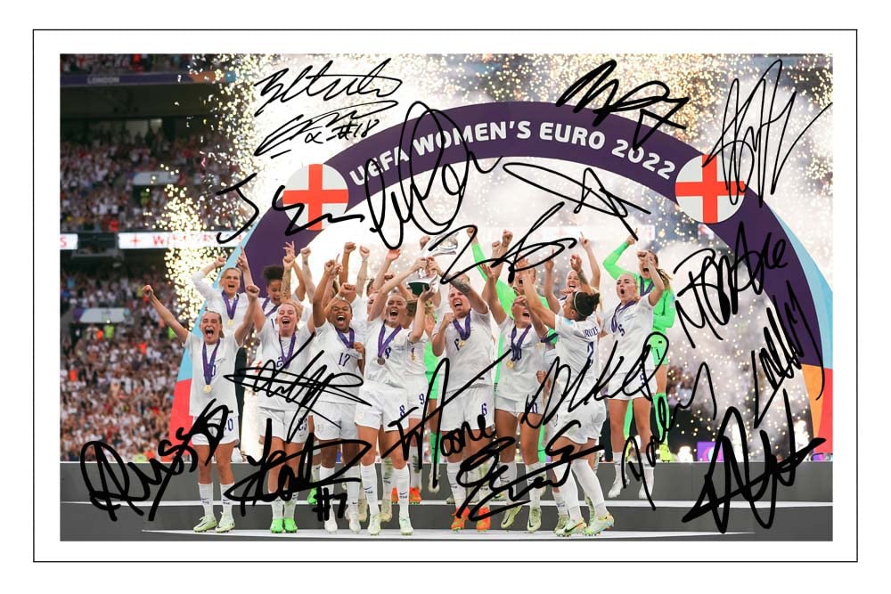 England Lionesses Euro 2022 Winners Team Squad Multi Signed 12x8 Inch Photo Print With Pre Printed Signature M Autograph Gift