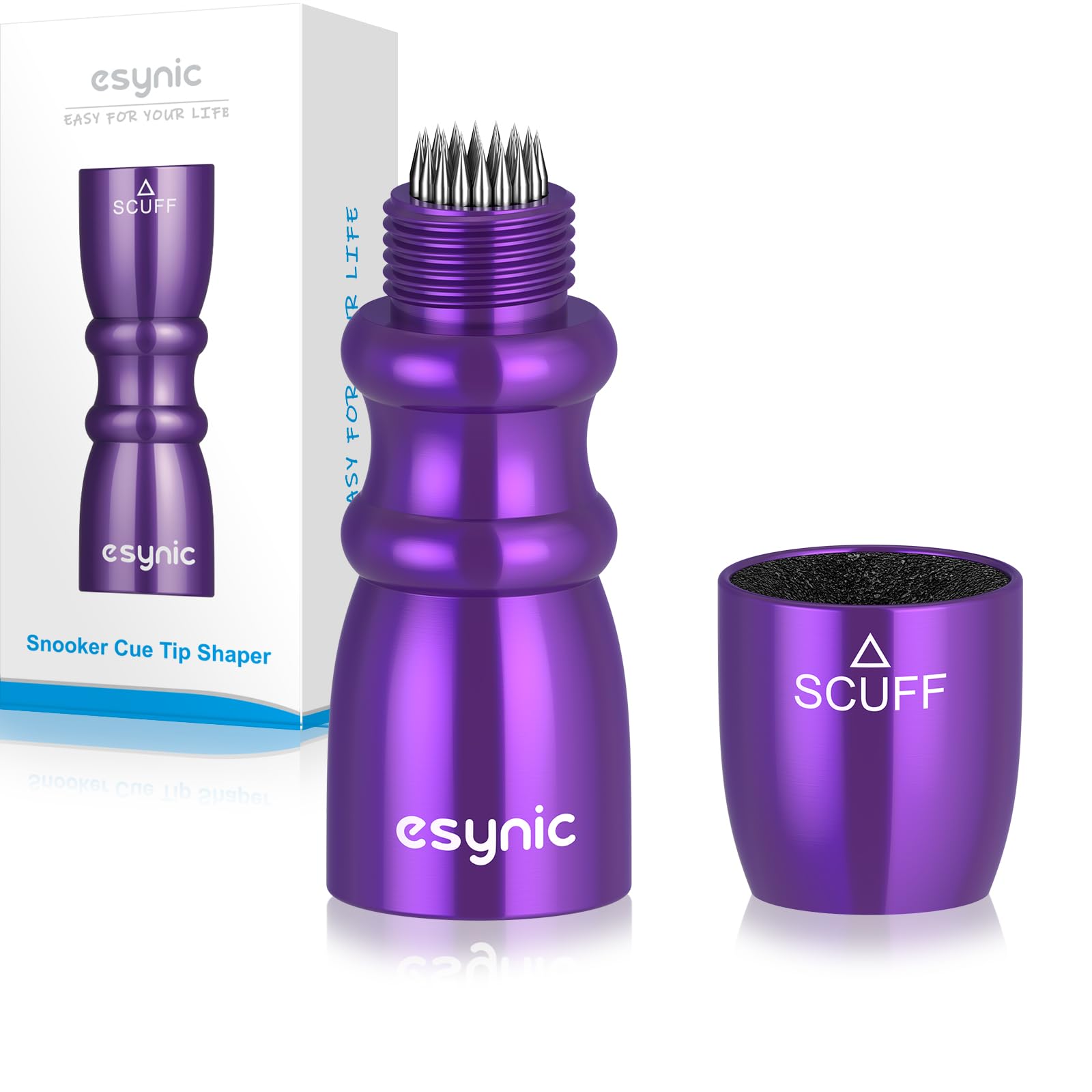 eSynic Popular Snooker Cue Tips Shaper 3 in 1 Pool Cue Tips Shaper Set Billiard Snooker Accessories Pool Cue Accessories Snooker Cue Tips Shaper 3 in 1 Tool - -Shaper, Scuffer, Aerator (Purple)