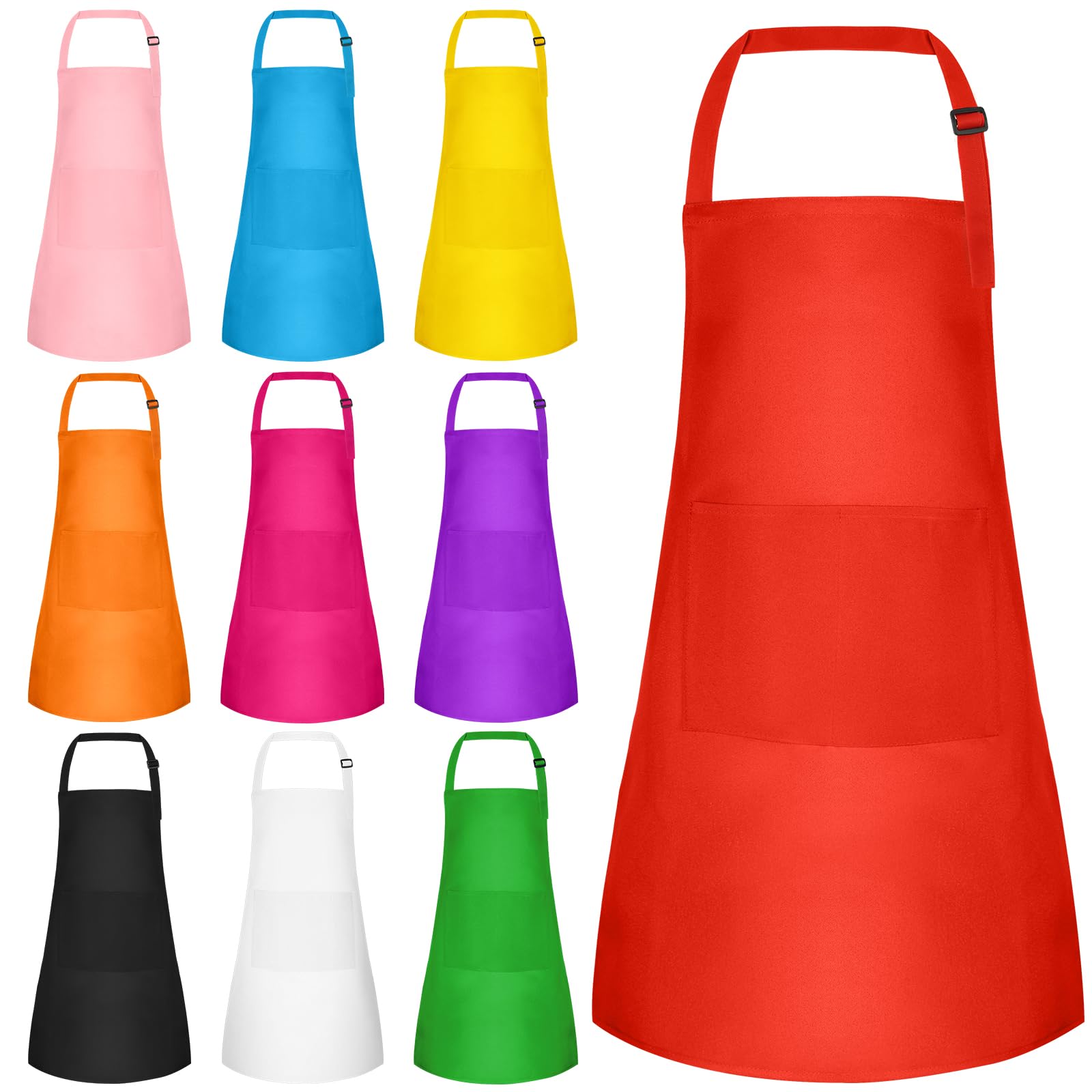 NACHLYNN 10 Pieces Kids Apron Adjustable Toddler Apron with 2 Pockets Kids Painting Aprons for Kids Painting Cooking Baking Crafts Activity (Multicolor)