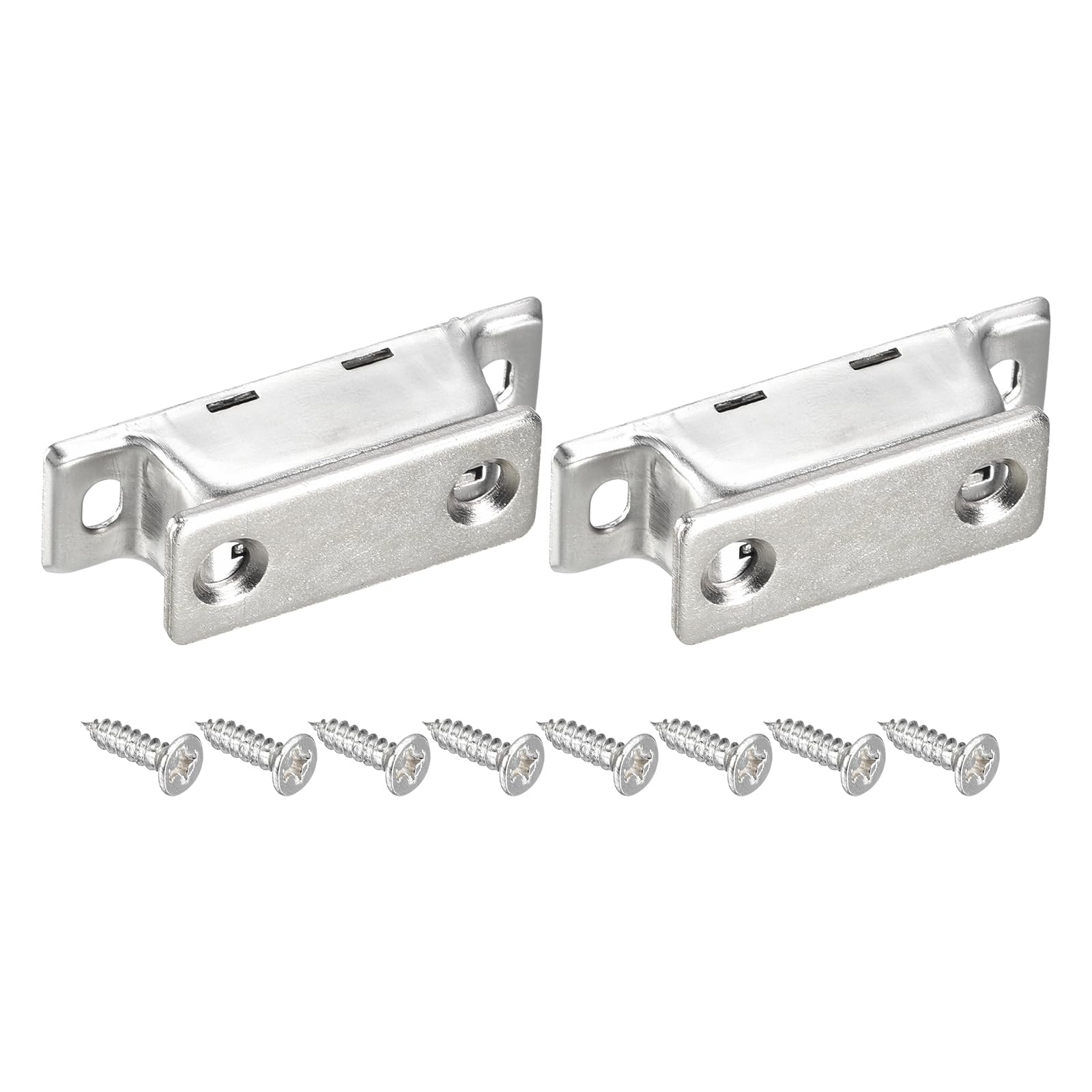 uxcell 2 Set Magnetic Door Catch, Stainless Steel Cabinet Door Catches 2.05" Closet Latch for Home Kitchen Cupboard Furniture Doors, Silver
