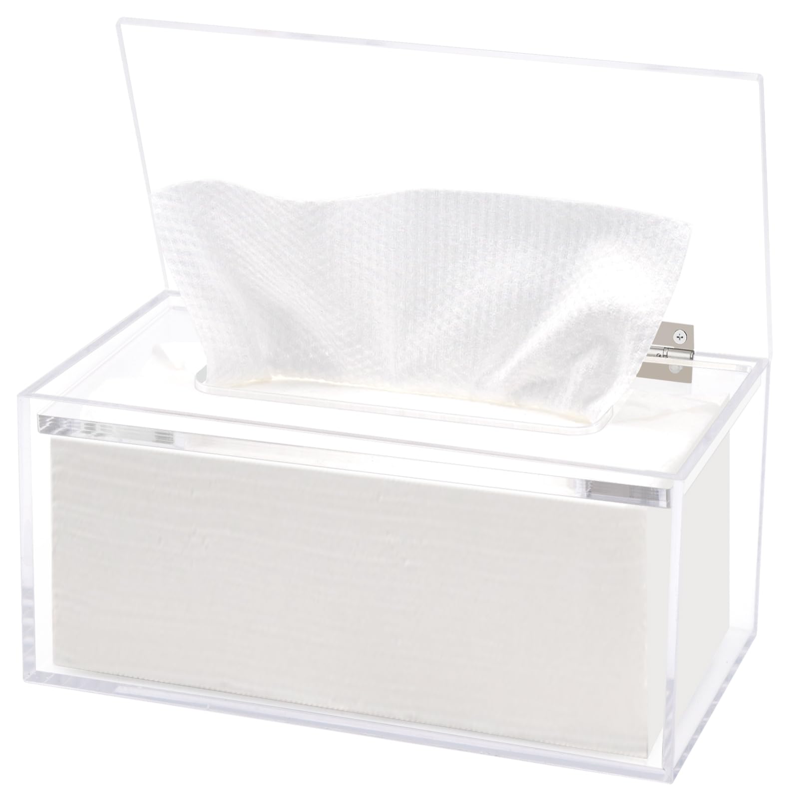 Photo 1 of Wipes Holder Container Refillable, Acrylic Dispenser Box for Disposable Wipes, Rectangle Disposable Face Towels, Clear