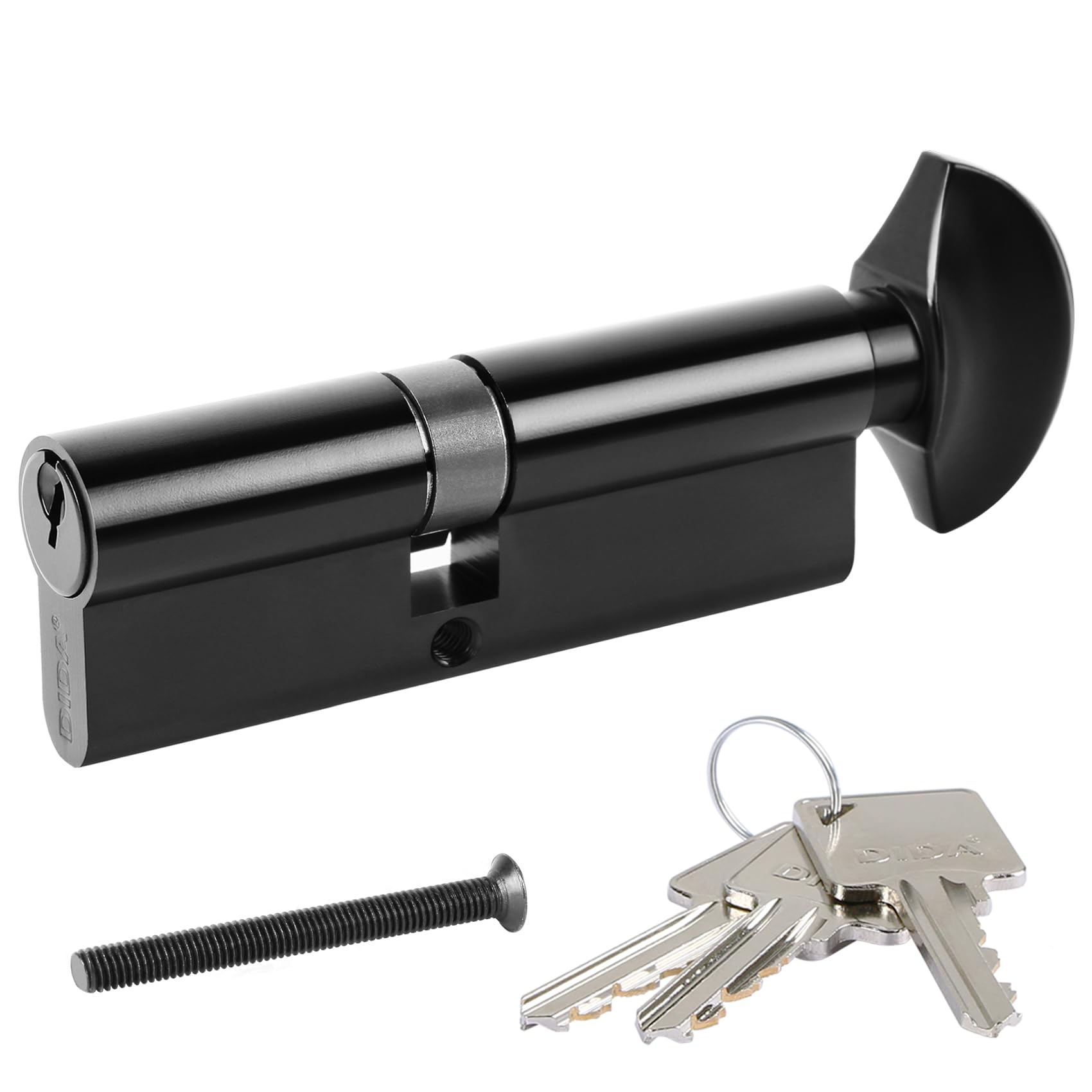 DIDA® 90mm(50T/40) Thumb Turn Euro Cylinder Lock,UPVC Barrel Lock with 3 Keys Anti-Pick,Anti-Bump,Anti-Drill,High Security,Matte Black Finish,Suitable for All Door Types,BS EN 1303:2005