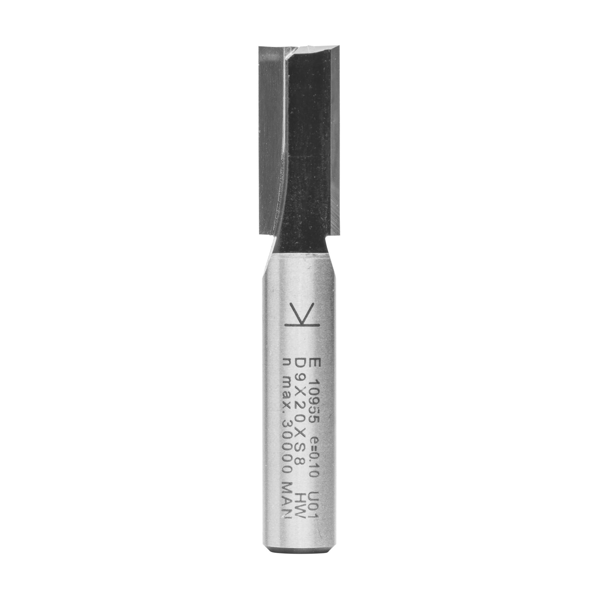 ENT 10955 Straight Cutter TC, Shank (S) 8 mm, Diameter (D) 9 mm, NL 20 mm, SL 32 mm, GL 55 mm, with Tungsten Carbide TC, Centre Tip — image 1