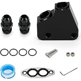 PQY LS Engine Oil Cooler Adapter Kit 10AN Oil Inlet Outlet Ports and 1/8" NPT Ports for Turbo Oil Supply Line Compatible with GM LS LS1 LS2 LS3 LS6 LS7 LS9 Gen IV Engines