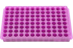 LSVERDE 1 Pcs Microcentrifuge Tube Rack for 0.5ml-2ml Centrifugal Pipe, Lab Test Tubes Rack Holder, Double-Sided 96 Holes Plate with Hole Diameter 7.5mm and 11mm (Purple)