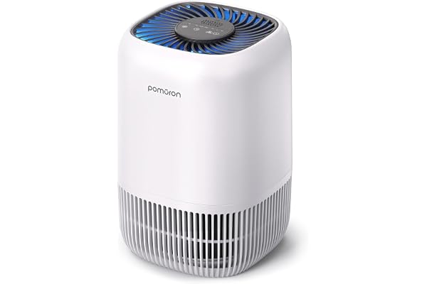 POMORON Air Purifiers for Bedroom Home Office, H13 Filter, MJ012H, White | 3 Layer Filtration, Activated Carbon, 20dB Sleep M