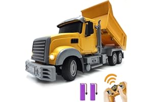 KNACKTOYZ RC Dump Truck Toy for Kids - 6 Channel Remote Control Dump Truck with LED Lights, RC Construction Vehicle Truck Toys with 2 Rechargeable Batteries, Gifts Ideas for 3-8 Years Old Boys and Girls