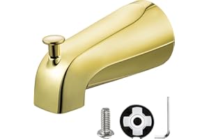Enhon Slip on Tub Spout with Diverter, Compatible with American Standard 8888026.002 Tub Spout, Bathroom Bathtub Faucet, Fits 1/2 Copper Water Tube(5/8 Dia), 5/32 Hex Wrench(Polished Brass,1)