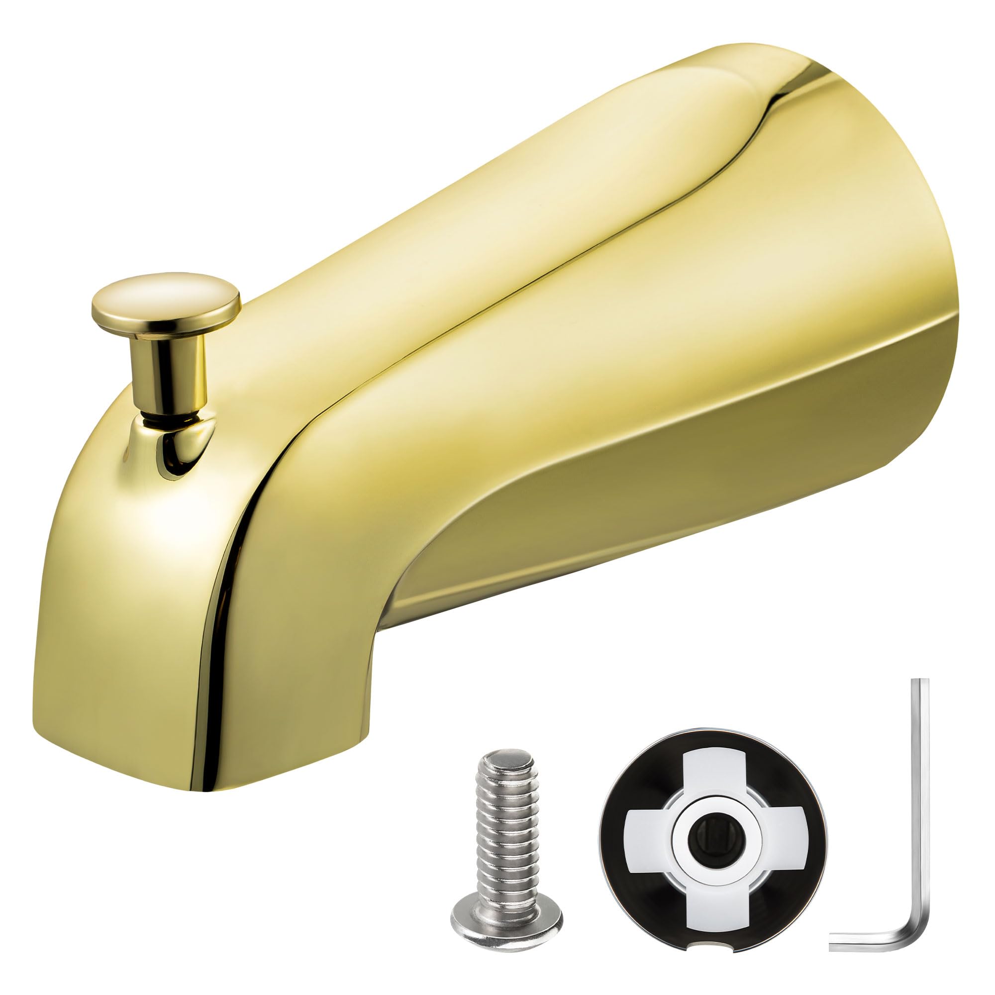 Photo 1 of Slip on Tub Spout with Diverter, Compatible with American Standard 8888026.002 Tub Spout, Bathroom Bathtub Faucet, Fits 1/2" Copper Water Tube(5/8" Dia), 5/32" Hex Wrench(Polished Brass,1)