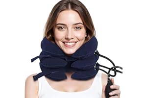 CRABCLAW Neck Stretcher, Cervical Traction Device, Neck Traction Device for Neck Pain Relief, Adjustable Inflatable Neck Stretcher Cervical Traction and Neck Brace, Neck Decompression Home Use (Blue)