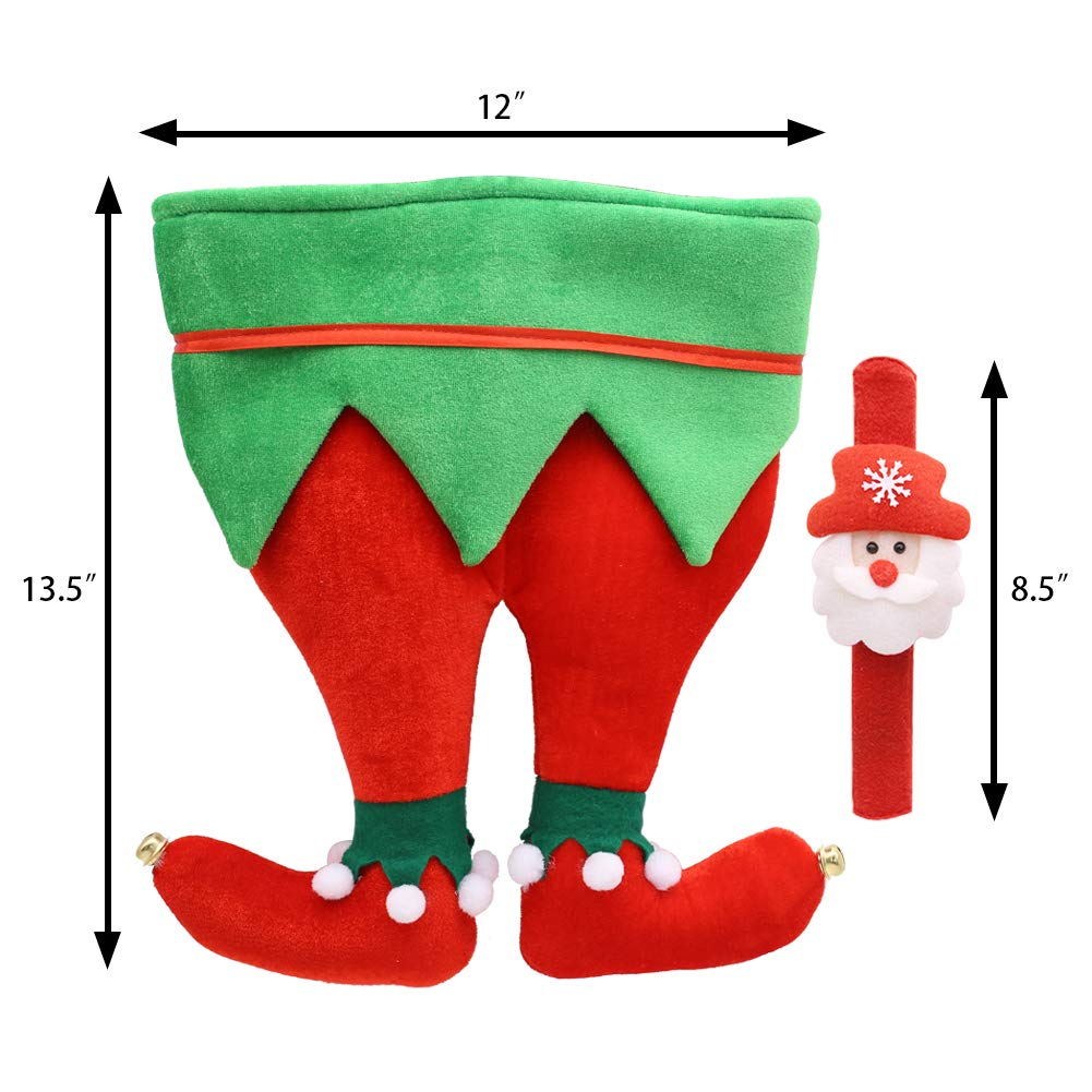 Christmas Elf Hat,3PCS Christmas Party Favors Christmas Slap Bracelets Santa Hats with Jingle Bells Funny Party Hats for Holiday Parties, Bar Crawls, Christmas Gatherings