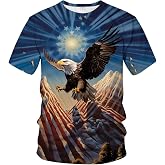 WHNBCW Funny USA Bald Eagle T-Shirt American Flag Style Graphic Tee Shirt