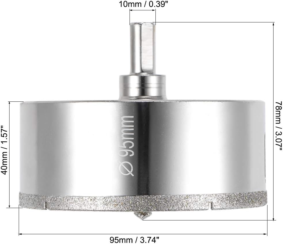 sourcing map Diamond Drill Bit 95mm Glass Hole Saw Core Drill Bit with Spotting Drill Bit for Ceramics Porcelain Tile Bottles Pots Brick - Image 3