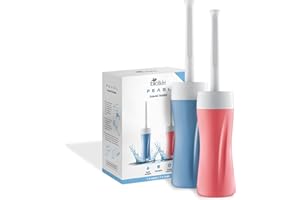 Bio Bidet | Pearl Handheld Personal Travel Bidet Portable, On-the-Go, Extra Peri Bottle for Postpartum Feminine Care and Perineal Recovery-2 pack, Aqua & Rose