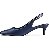 GENSHUO Low Kitten Heels Women's Slingback Dressy Pumps Pointed Closed Toe Ankle Strap Elegant Wedding Pumps Formal Comfortable Shoes