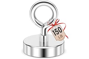FINDMAG Neodymium Fishing Magnets, 150 LBS Pulling Force Neodymium Rare Earth Magnet with Lifting Eye-Bolt, Super Strong Round Magnet for Retrieving Items in Lake, Beach, Lawn 1.42’’(36mm)