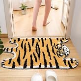 HYST Tiger Shaped Bathroom Rug Non-Slip Absorbent Machine Washable bathmat | Fun shape adds playful vibe to kids room or bathroom,Soft texture feels cozy underfoot. Safty,Easy care,fits most spaces