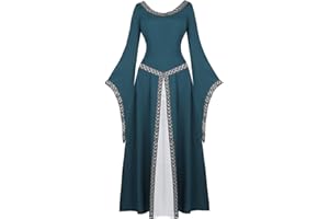 Parlsdy Womens Medieval Dress Victorian Costume Renaissance Long Dress Costumes Irish Over Cosplay Retro Gown