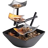 Homedics Tabletop Water Fountain, Home Décor Soothing Sound Machine - Automatic Pump, Deep Basin & Natural River Rocks. Indoo