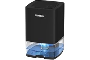 NineSky Dehumidifier for Home, 30oz Water Tank,(300 sq.ft) Dehumidifiers for Bedroom, Bathroom, Basement with 7 Colorful Lights, Auto Shut Off(C1 Black)