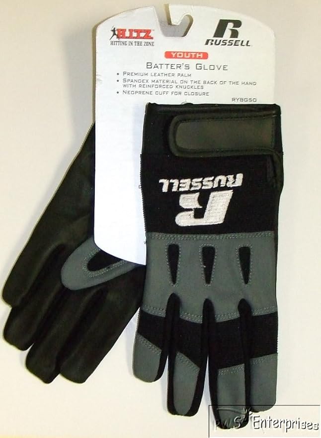 Russell Youth H.I.T.Z. Batting Gloves (Black, Medium