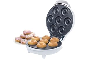 YIPINER Mini Donut Maker, Non-Stick Donut Maker Machine for Makes 7 Doughnuts, Kid-Friendly Breakfast, Snacks, Donut Print Desserts & More for Home and Travel Use