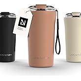 LARS NYSØM Thermo Coffee Mug to go with Strap 17oz | Travel Mug 0.5 Liter with Insulation | Leak Proof Stainless Steel Thermal Tumbler for Coffee and Tea to Go (Blush Rose, 17 oz)