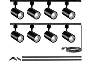 Yuemegou J&L LED Track Light Complete Kit, 8 Heads L-Shape 30W 2700lm High Brightness Light, Includes 9.8ft (4.92 * 2) Track Rail, 4000K Cool White Commercial Ceiling Spotlight Fixtures