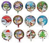 King&Pig 12pcs/Set Different Christams Foil Mylar Helium Aluminum Film Balloons for Party Brithday Festival Christmas Decorations