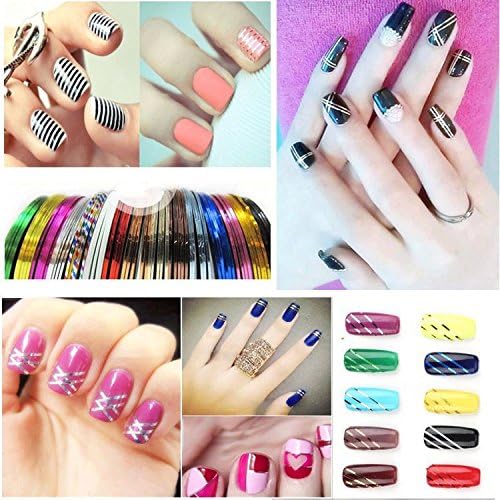 SlimArmor(TM) 10 Pcs Mixed Colors Rolls Striping Tape Line DIY Nail Art Tips Decoration Sticker Nail Care